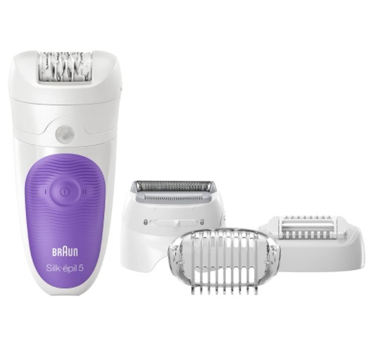 Braun Women's Wet and Dry Cordless Electric Shaver and Bikini Trimmer Hair Removal Epilator with 4 Attachments