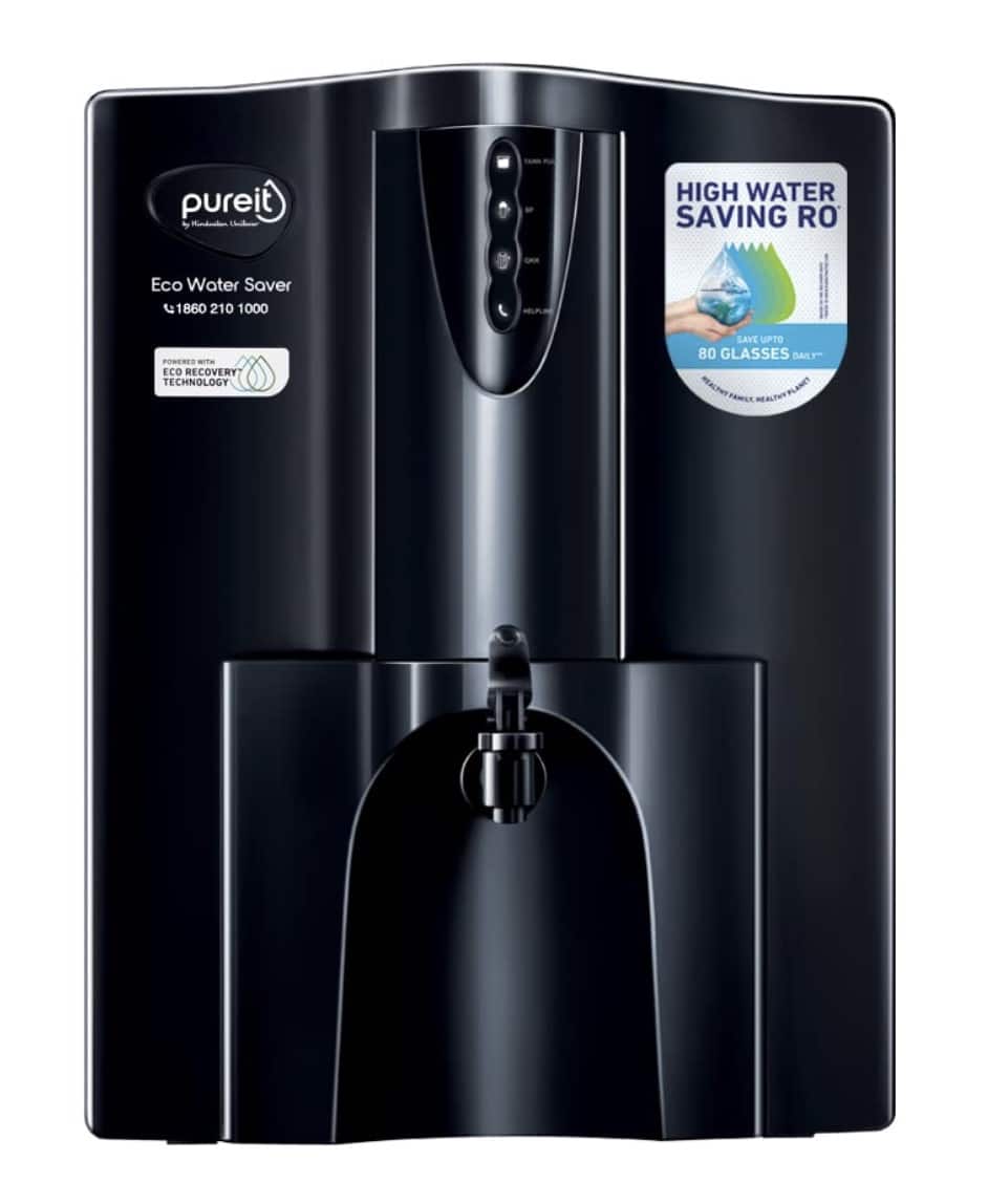 HUL Pureit Eco Water Saver Mineral RO+UV+MF AS wall mounted Counter top Black 10L Water Purifier